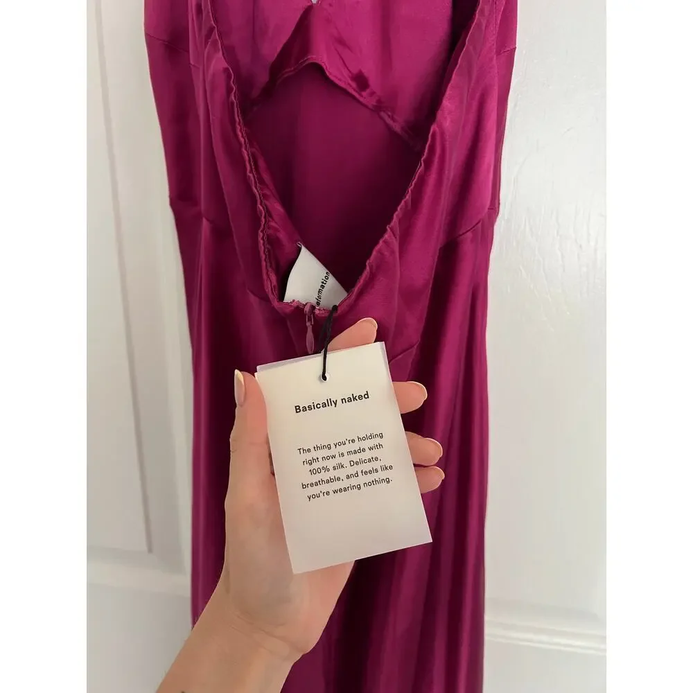 NWT Reformation Daniela Silk Dress $398 MSRP in Hibiscus Tea Purple - Picture 8 of 8